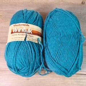 Woolworth Wintuk Yarn Teal Blue 14 Vintage 4 Ply Acrylic 3.5oz Skeins Lot of 2